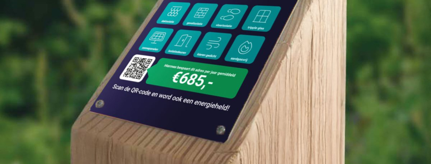 voortuinbord op houten paal